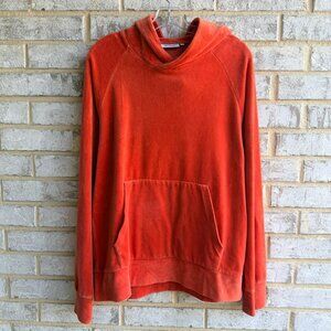 Weekday Long Sleeve Hooded Orange Velour Oversized Sweatshirt Women's Size M